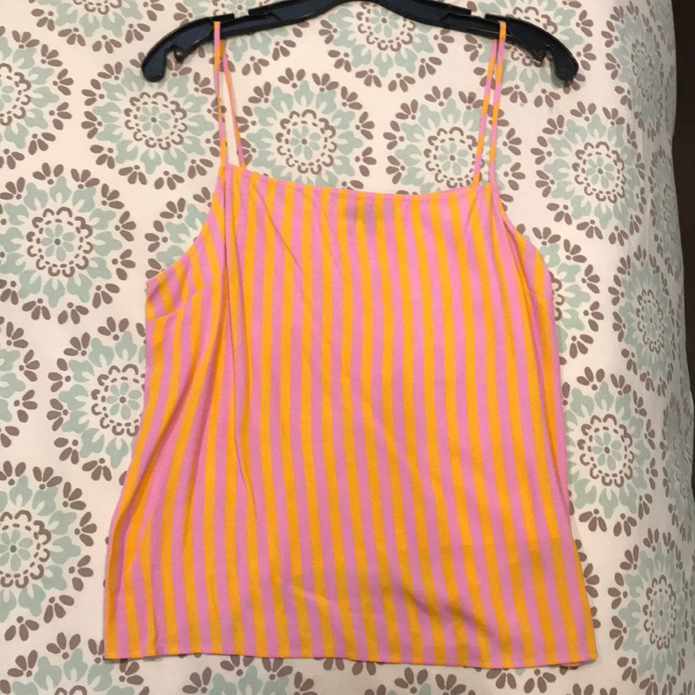 Topshop pink and yellow striped tank